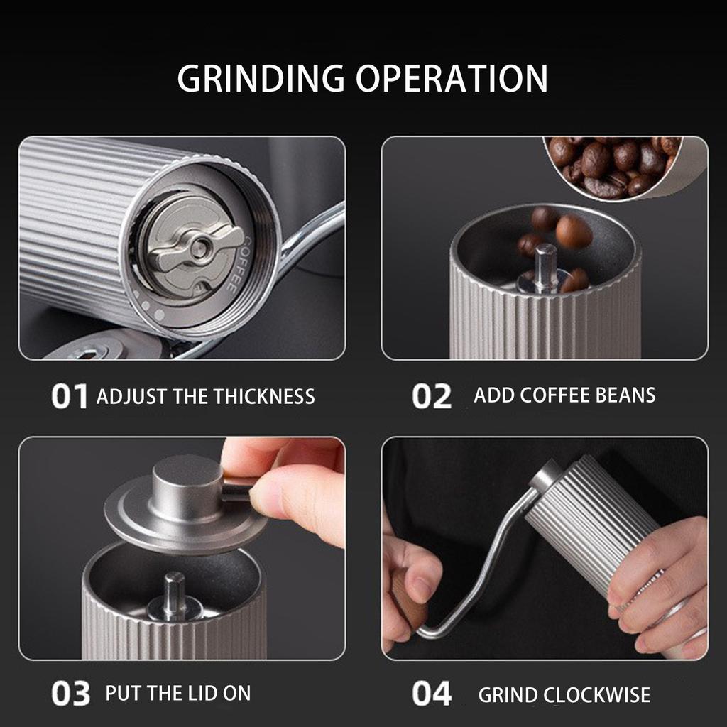 Manual Coffee Grinder with Ceramic Burr, Adjustable Hand Coffee Bean Grinder, Portable Stainless Steel Coffee Mill for Home, Office & Travel