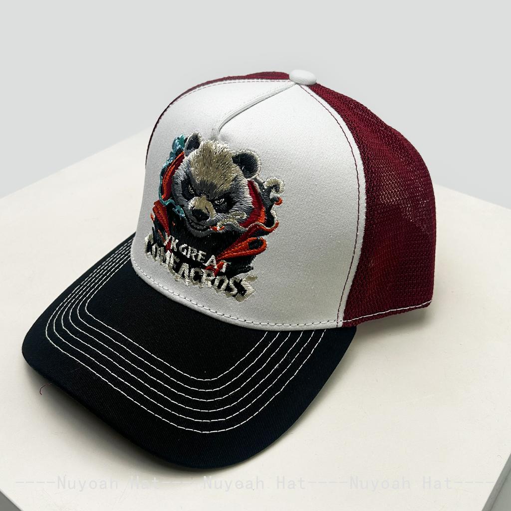 And Women Color Contrast Hip-Hop Embroidered Panda Letter Prints Baseball Caps Sun Protection Personalized Air Permeable Trucker Caps All-Match