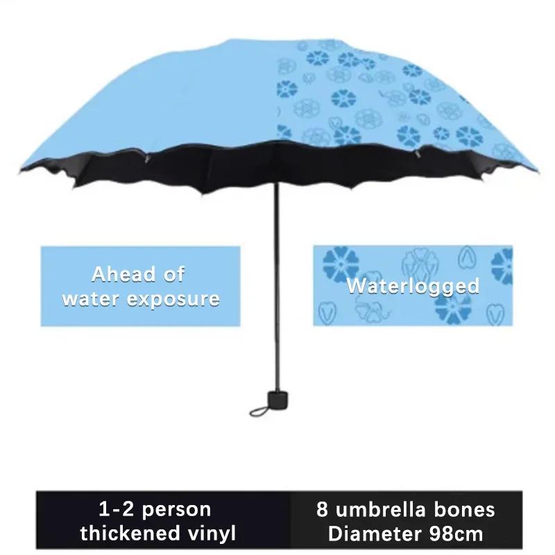 Red Leaf Portable Manual Folding Umbrella Flowering Umbrella In Water Black Glue Coated Light Weight UV Umbrella