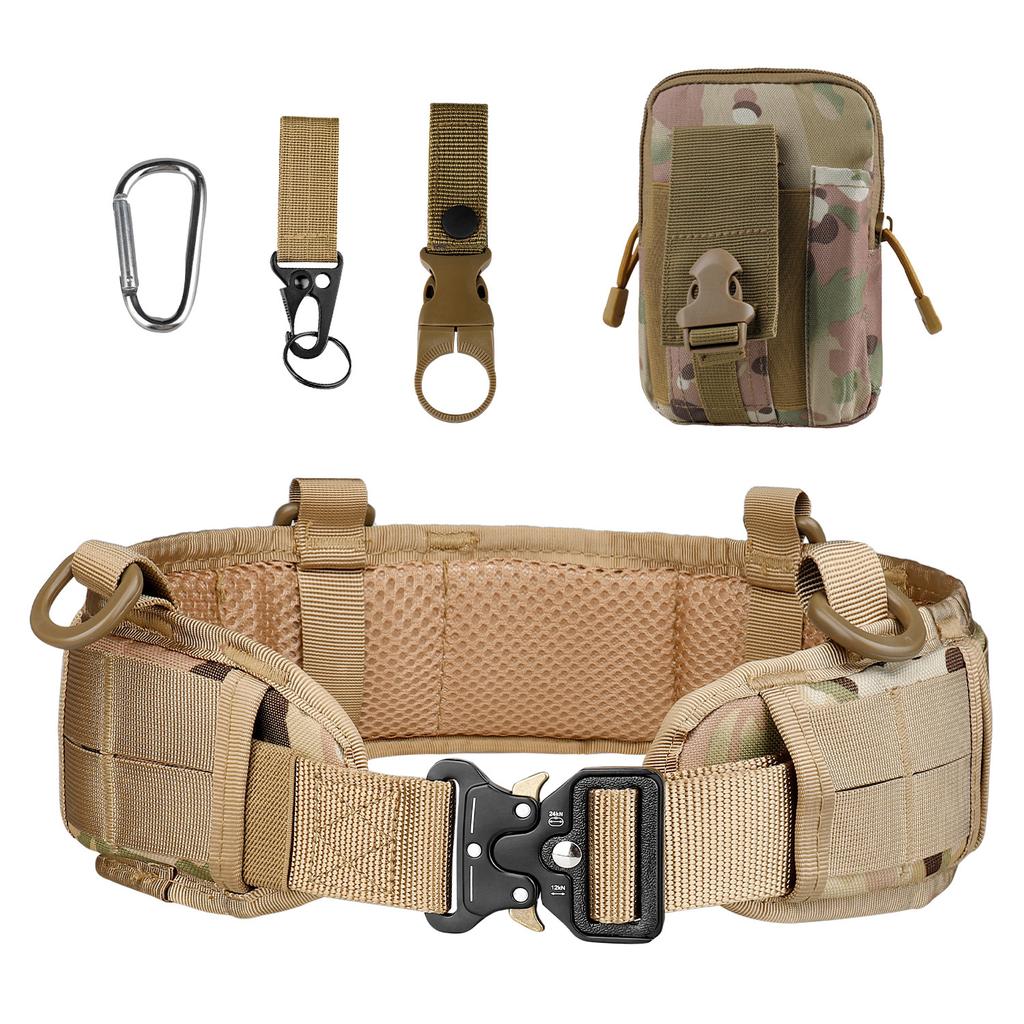 Jsjm Tactical Belt Adjustable Belt Outdoor Work Men Belt Combat Cs Hunting Paintball Padded Waist Belts Pocket