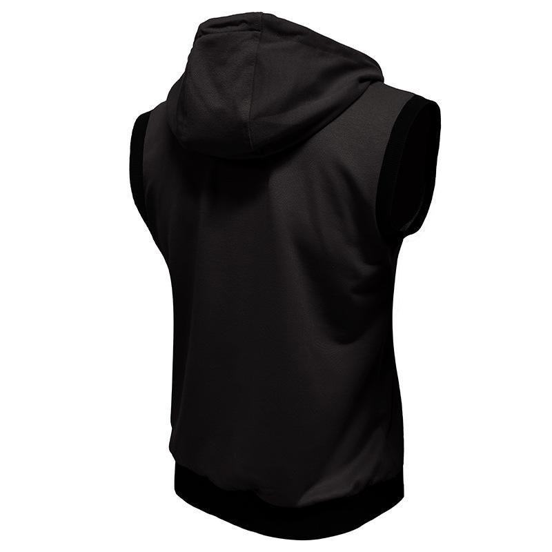 2025 Bestseller Men's Double-Layer Sleeveless Hooded Zipper Sweatshirt - Color Block Casual Fashion