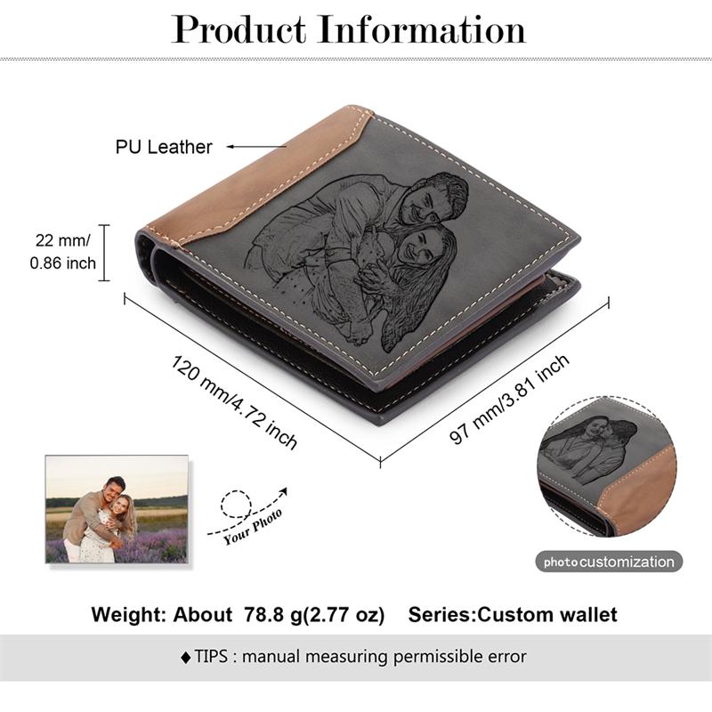 Picture Card Holder Wallet Bifold Wallet for Men Gift for Husband Father's Day Anniversary Birthday Gifts