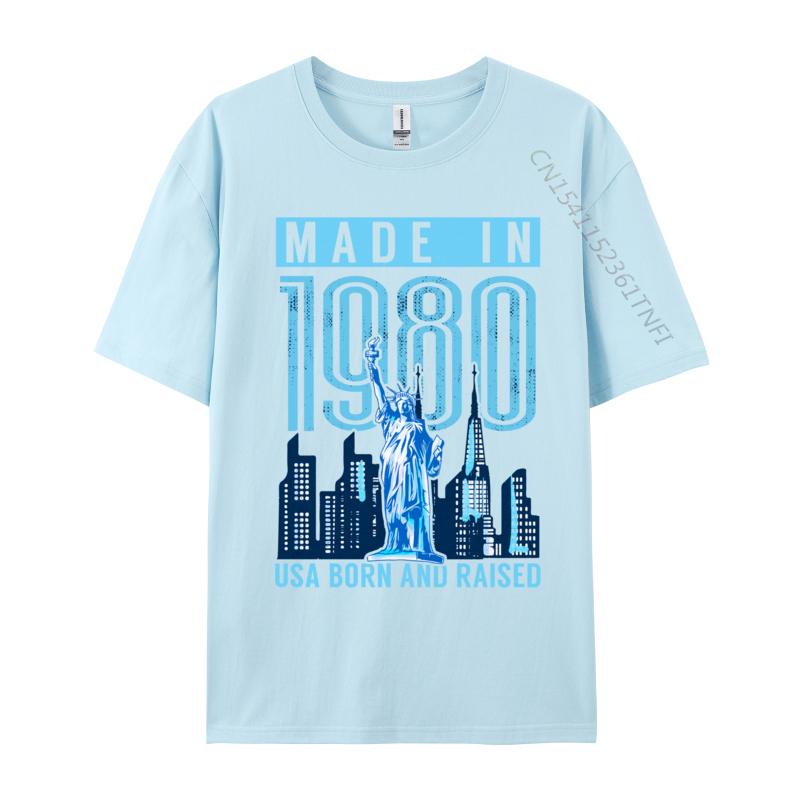 Made In 1980 Usa Born And Raised 39 Birthday Printed New Arrival Unisex Tshirt Crew Neck Cotton Tops Shirt