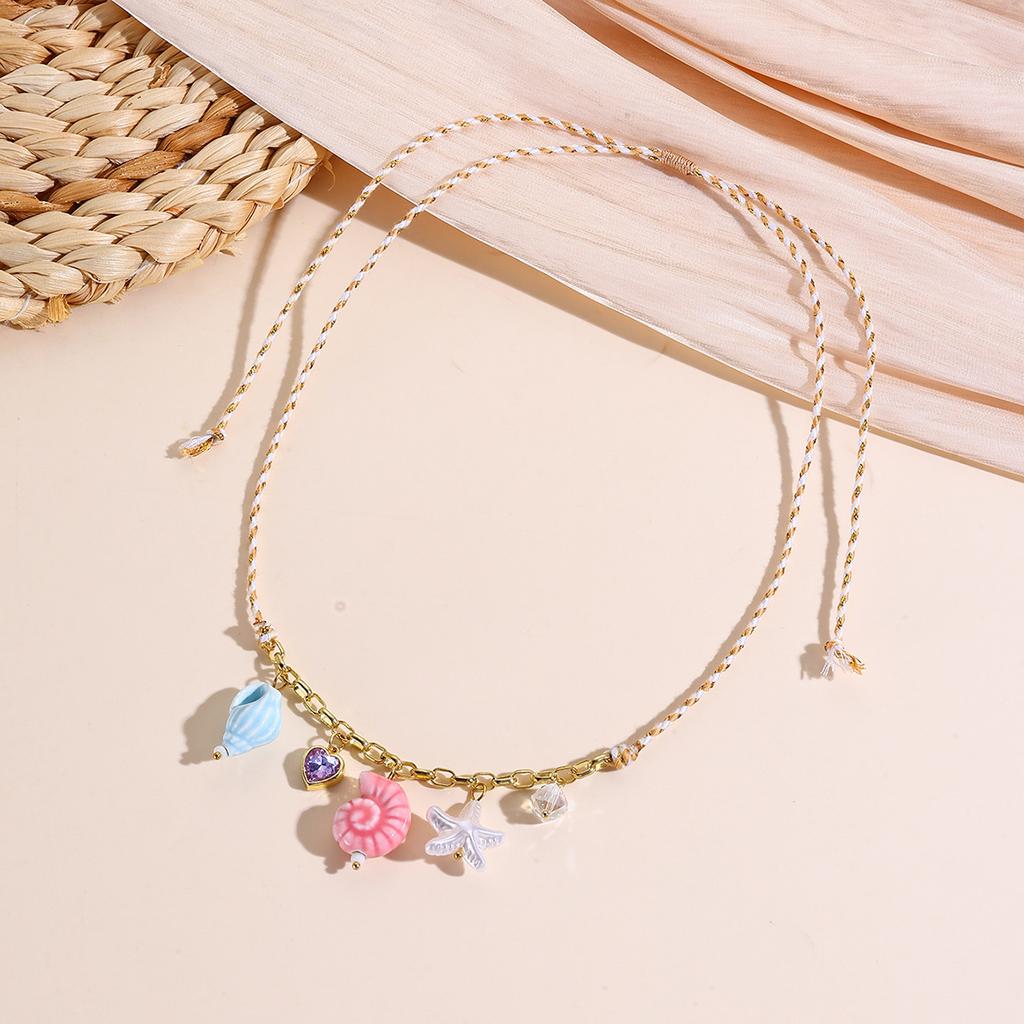 Beaded Temperament Light Luxury Three-Dimensional Irregular Necklace Imitation Conch Sea Fish Starfish Beads