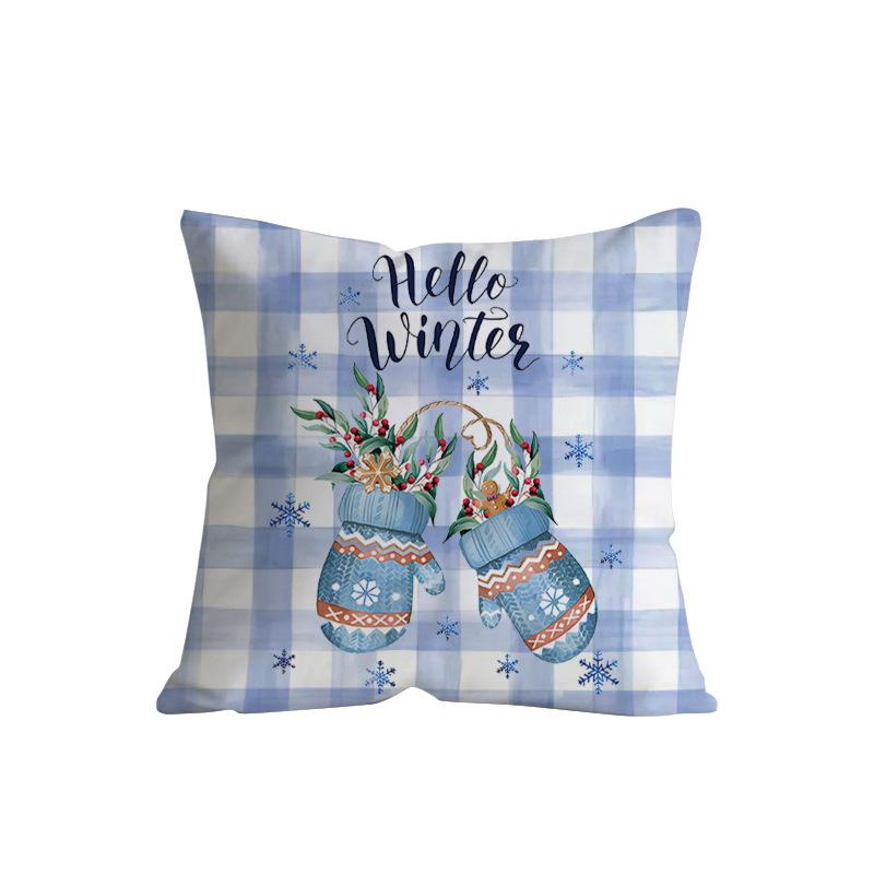 

Christmas Pillow Case Snowman Blue Car Print Living Room Decoration Backrest Cushion Cover 45 * 45Cm [without core]