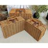 Mini Suitcase Box PE Rattan Hand Woven Rectangular Storage Basket with Handle for Travel Themed Party Wedding Decoration