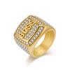 Hip Hop Shiny Zircon "BOSS" Ring for Men Stainless Steel Ring Gold Plated Jewelry