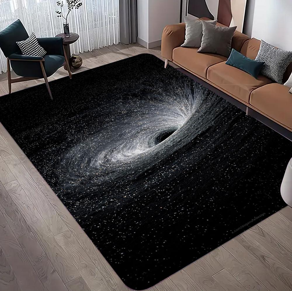 Cosmic Black Hole Pattern Area Rug Spiral Galaxy Design Soft Non-slip Carpet Living Room Bedroom Hallway Decor Mat