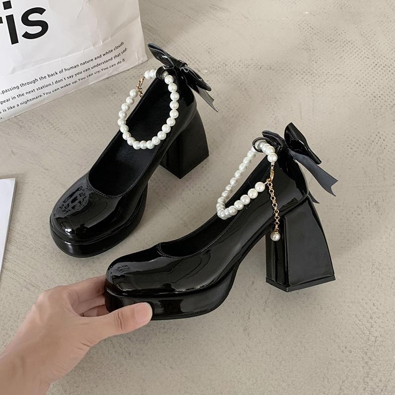 

Дизайнерская обувь Женская обувь на высоком каблуке Туфли Мэри Джейн Туфли-лодочки Новая женская белая обувь на каблуке Обувь на платформе Женские каблуки Zapatos De Mujer 40 чёрный