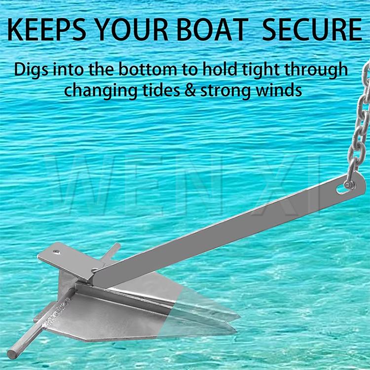 Danforth Anchor Set 6KG Anchor Weight Includes 100ft Fixed Rope/8ft Chain Marine Anchor for Sand, Gravel, and Silt Seabeds
