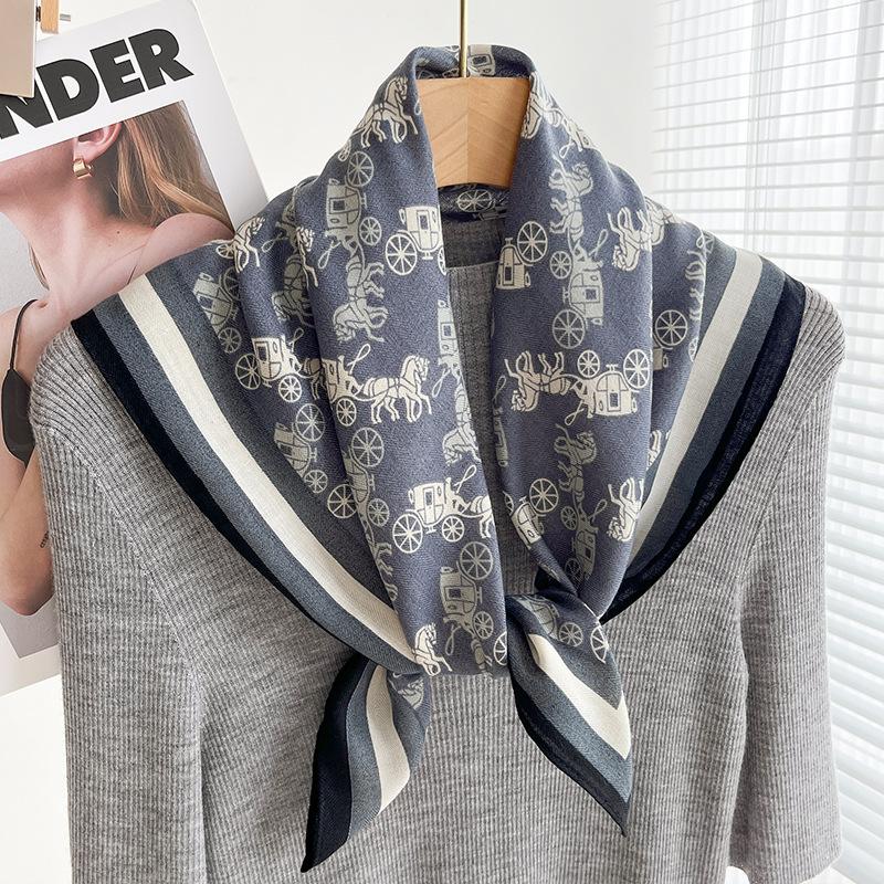 Chessboard Plaid 71CM Cotton and Linen Silk Scarf Small Square Scarf Women's Spring and Autumn Summer Thin Scarf Scarf Linen Headscarf Belt