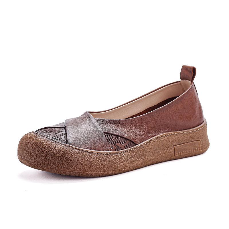 Fashion GKTINOO Women Flats Summer Shoes Genuine Leather Loafers Slip On 2025 New Handmade All-Match Platform Sneakers