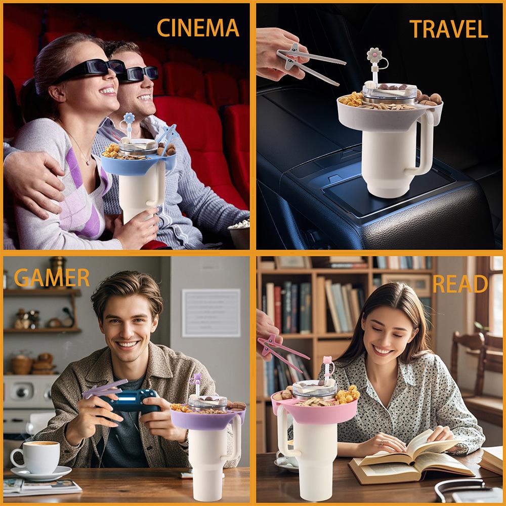 Miska na svačinu Podnos na ovoce a bonbony Nádoba Podnos na jídlo Potravinářský silikon Opakovaně použitelný Kroužek na svačinu Lehký Podnos na bonbony Dávkovač svačin