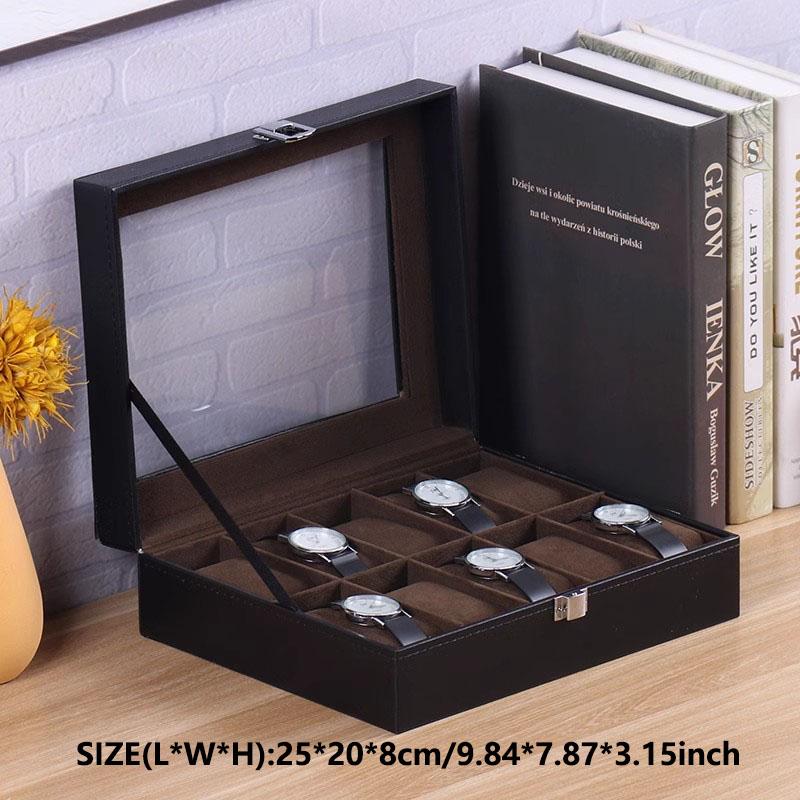 Delesys 2/3/4/5/6/8/9/10/12/20 Slots Household Multi Functional Watch And Jewelry Storage Box Pu Leather Watch Display Case
