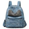 Zaino di Moda in Tessuto di Cotone Denim con Borchie Super Cool e Cerniera Solida per Donne 2026 Alta Qualità Grande Capacità Stile Designer Borsa da Scuola