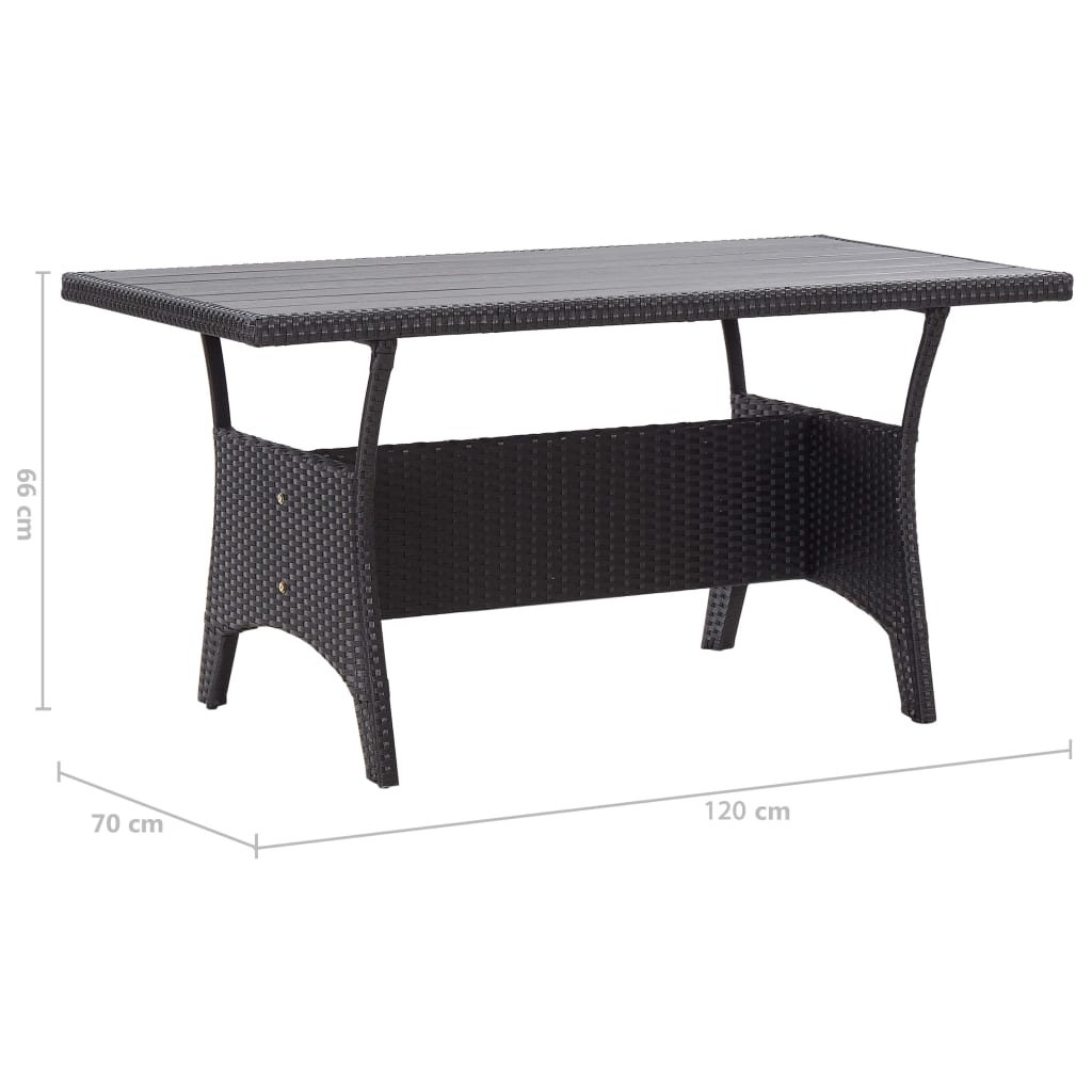 Vidaxl Stół Ogrodowy, Czarny, 120X70X66 Cm, Polirattanowy