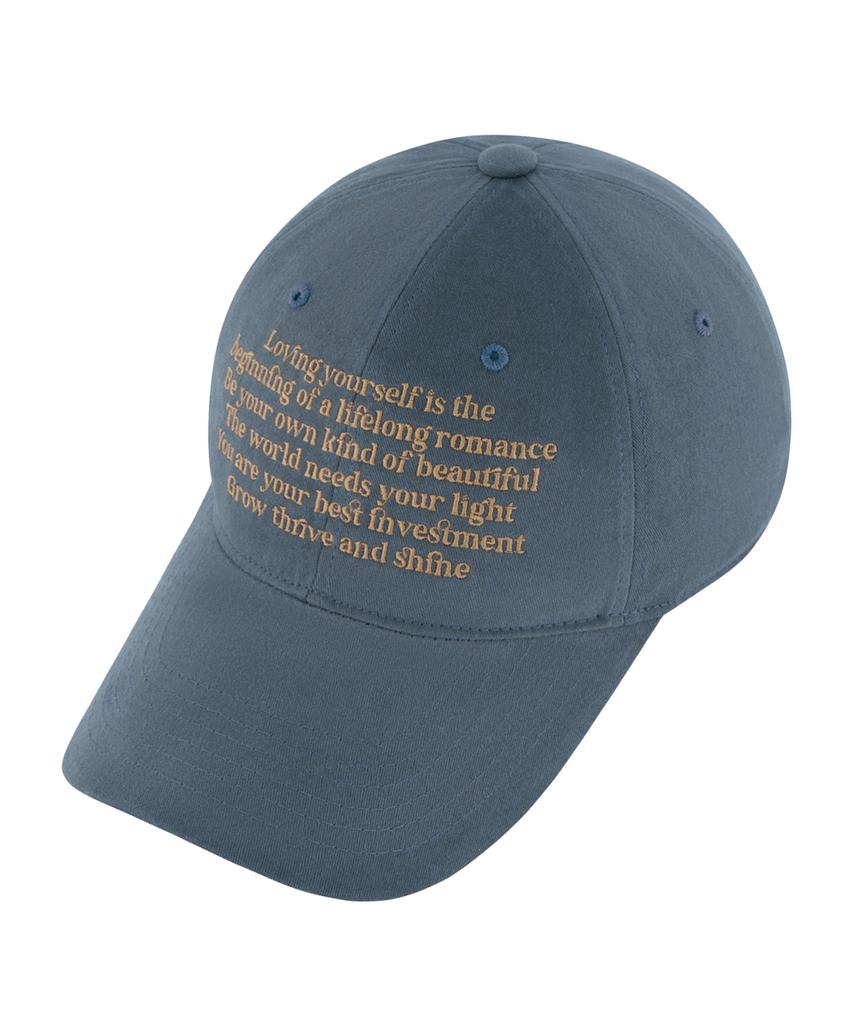 Hebeles Text Block Peach Wash Ball Cap - Blue Grey