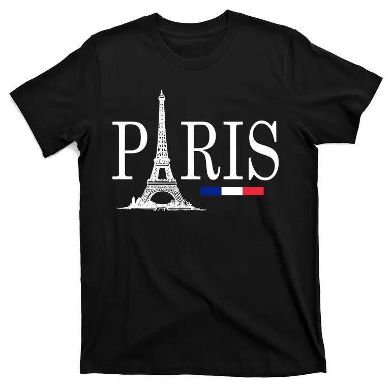 Paris Eiffel Tower Logo TShirt 100 Cotton ONeck Summer Short Sleeve Casual Mens Tshirt Size S3XL