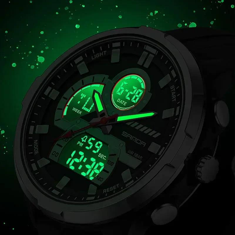 Electronic Watch Men's Dual Display Dial 5ATM Waterproof Night Light Stopwatch Multifunctional Sports Electronic Watch