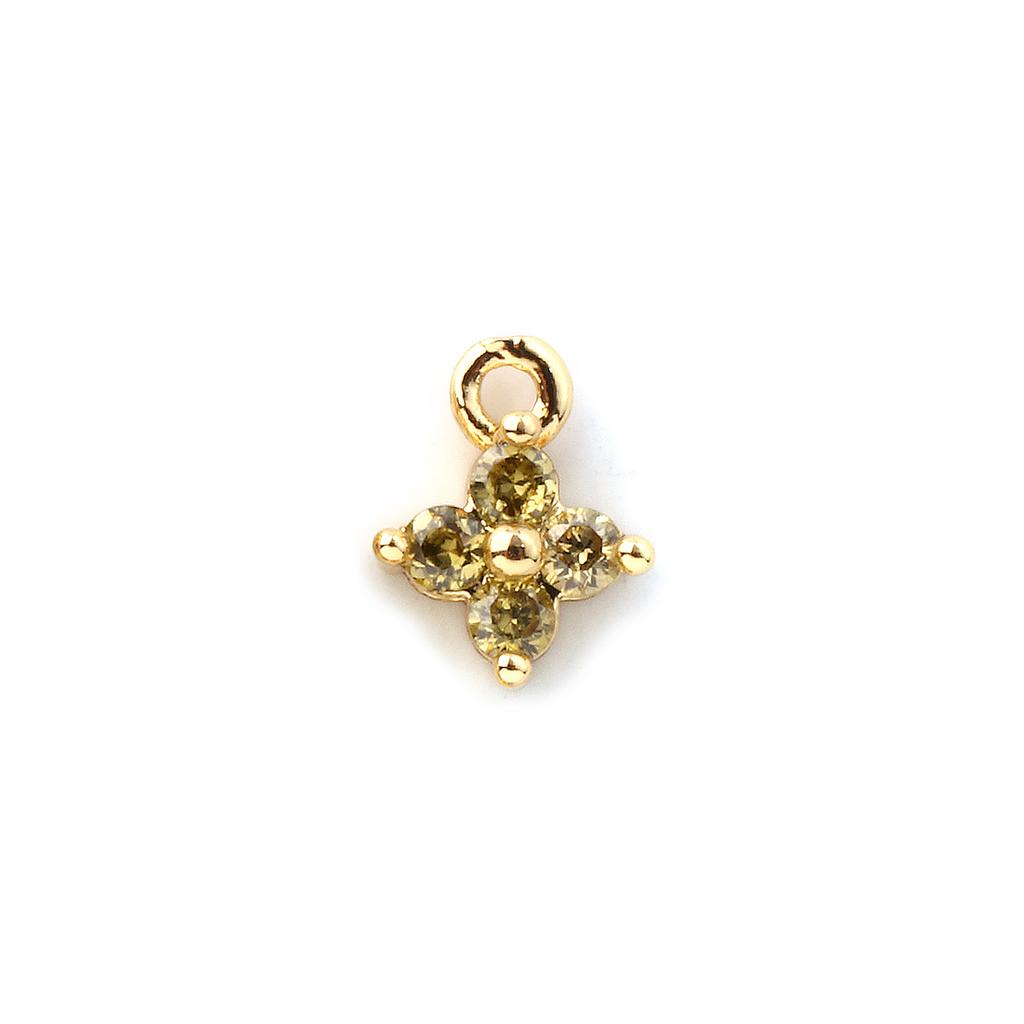 5 Piece Brass & Cubic Zirconia Mini Charms 18K Gold Plated Flower Micro Pave Pendants For DIY Necklace Jewelry Making 8mm x 6mm