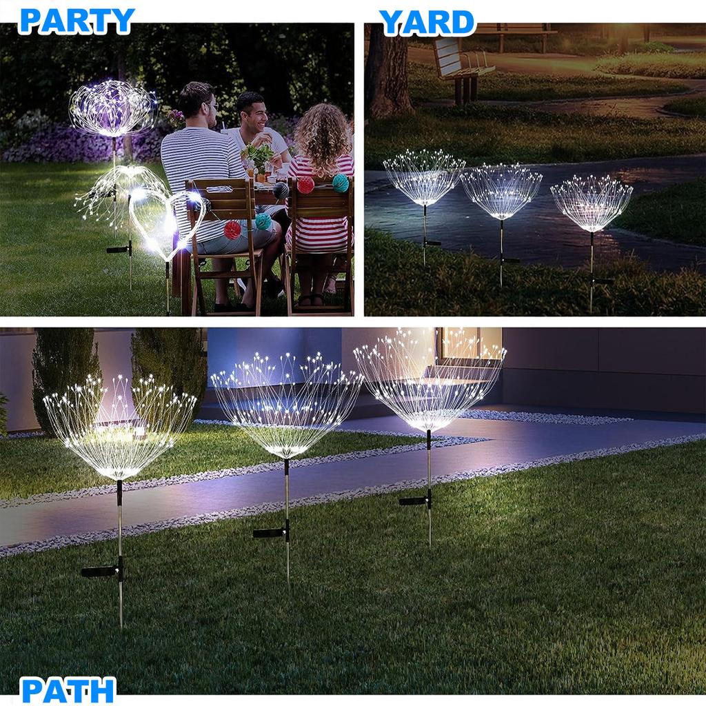 3/4/5PCS LED Solar Firework Light ,Outdoor Waterproof Garden Lights 8 Modes Fairy Lights For Party Pathway Yard DIY Decor