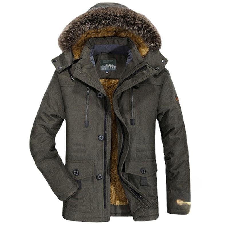 Men's Winter Clothing Medium and Long Fleece Fleece Thickened Thermal Cotton-padded Clothes Middle-aged and Elderly Cotton-padded Clothes