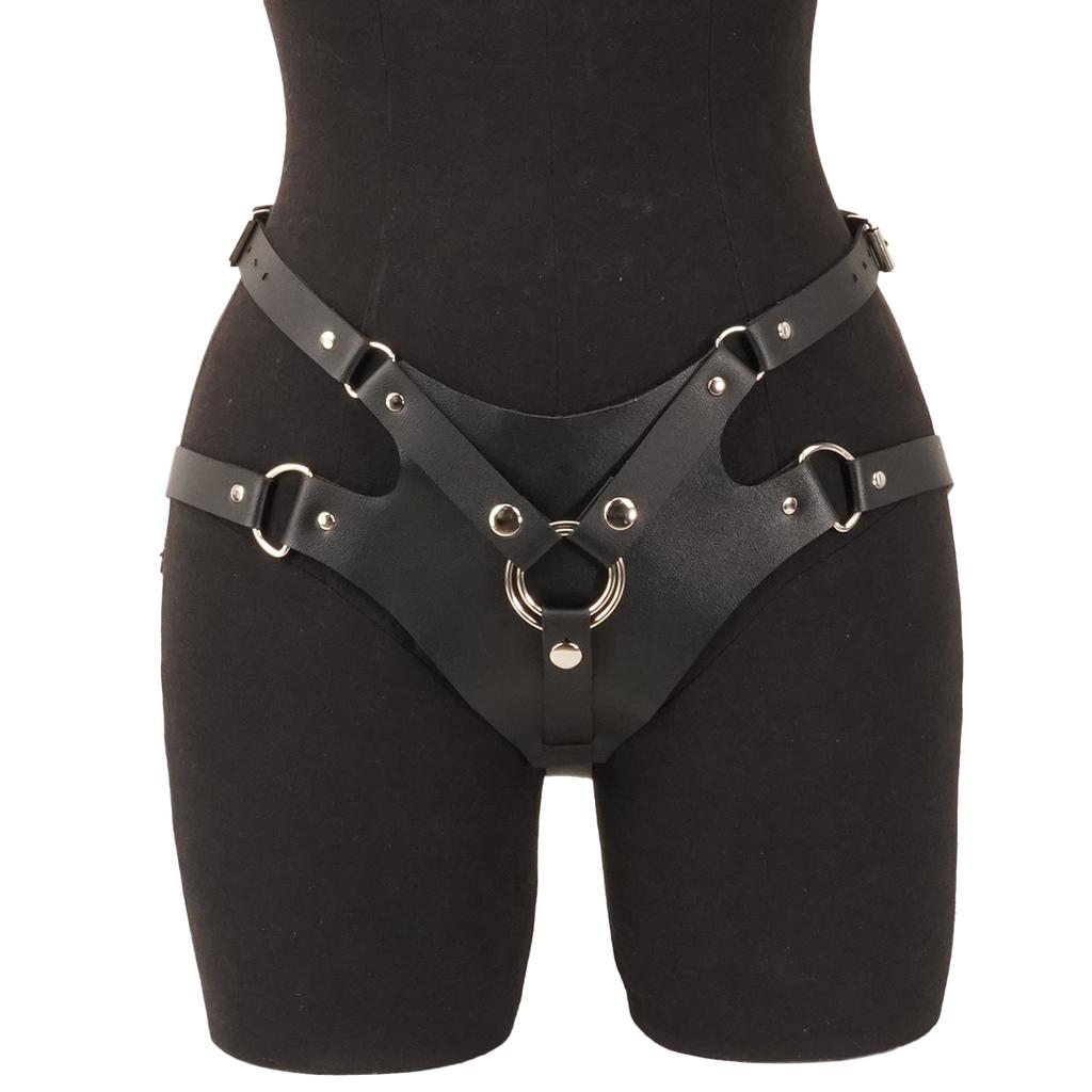 Women Sexy Belt Gothic Leg Harness Pu Leather Studded Decor Harness Adjustable Fetish Clothing lingerie Clothing Accessories