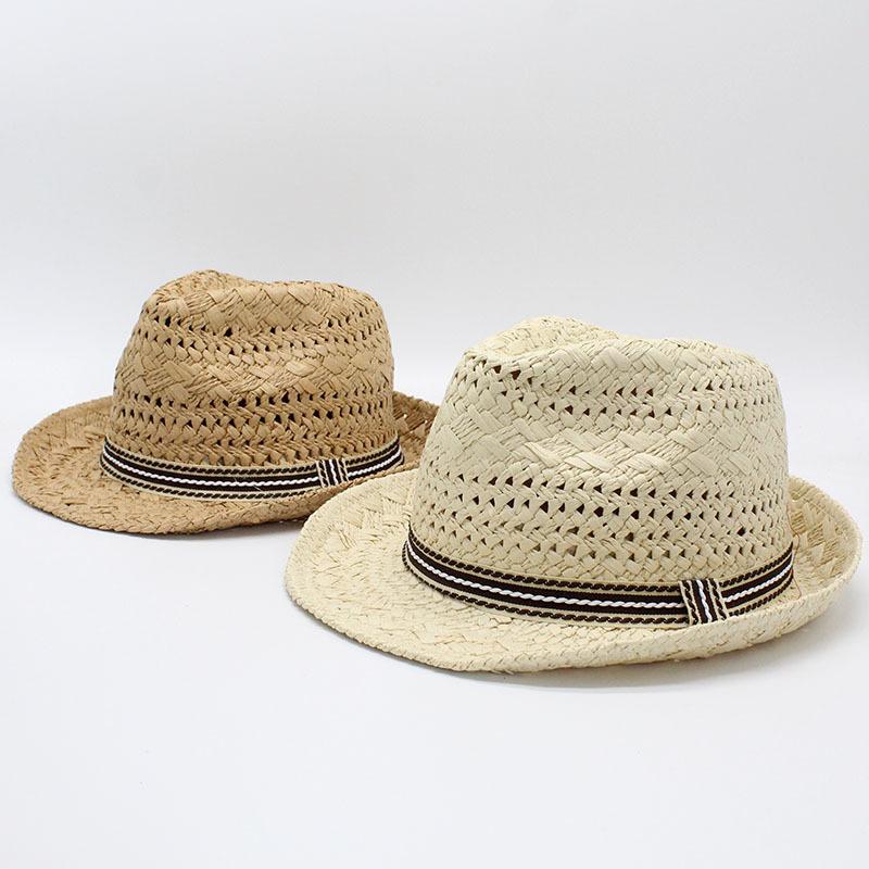 Spring And Summer Parent-Child Hat Adult Handmade Sunshade Top Hat British Style Straw Hat Beach Jazz Hat