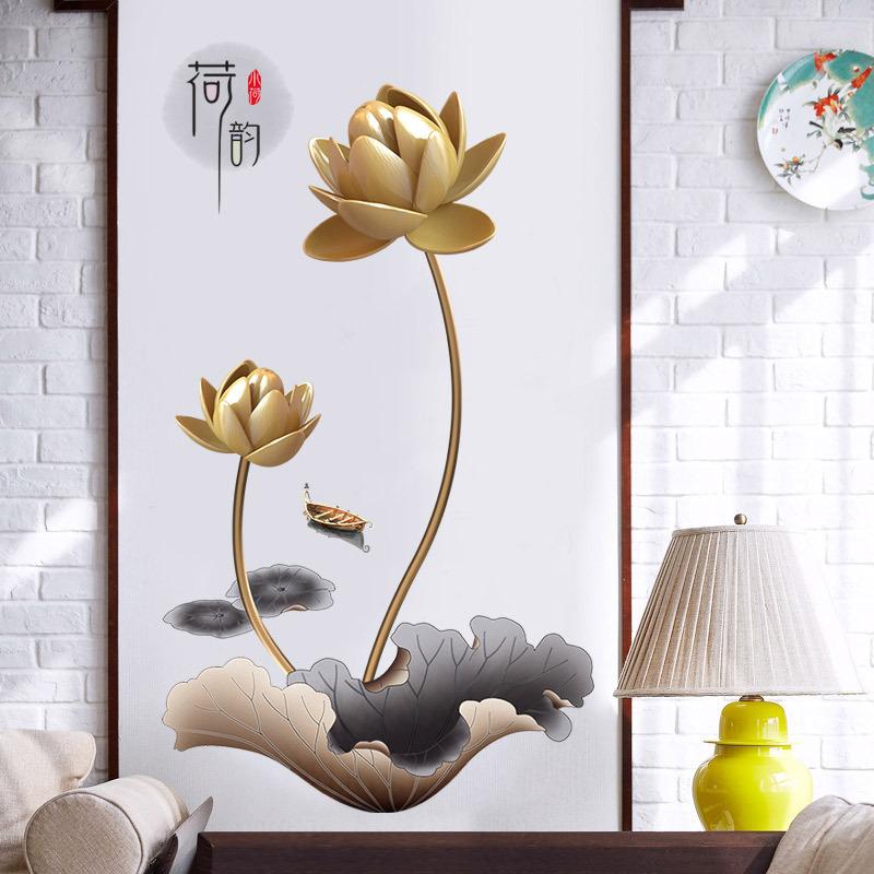Goldene Blume Tapete 3D Wandsticker Selbstklebende Tapete