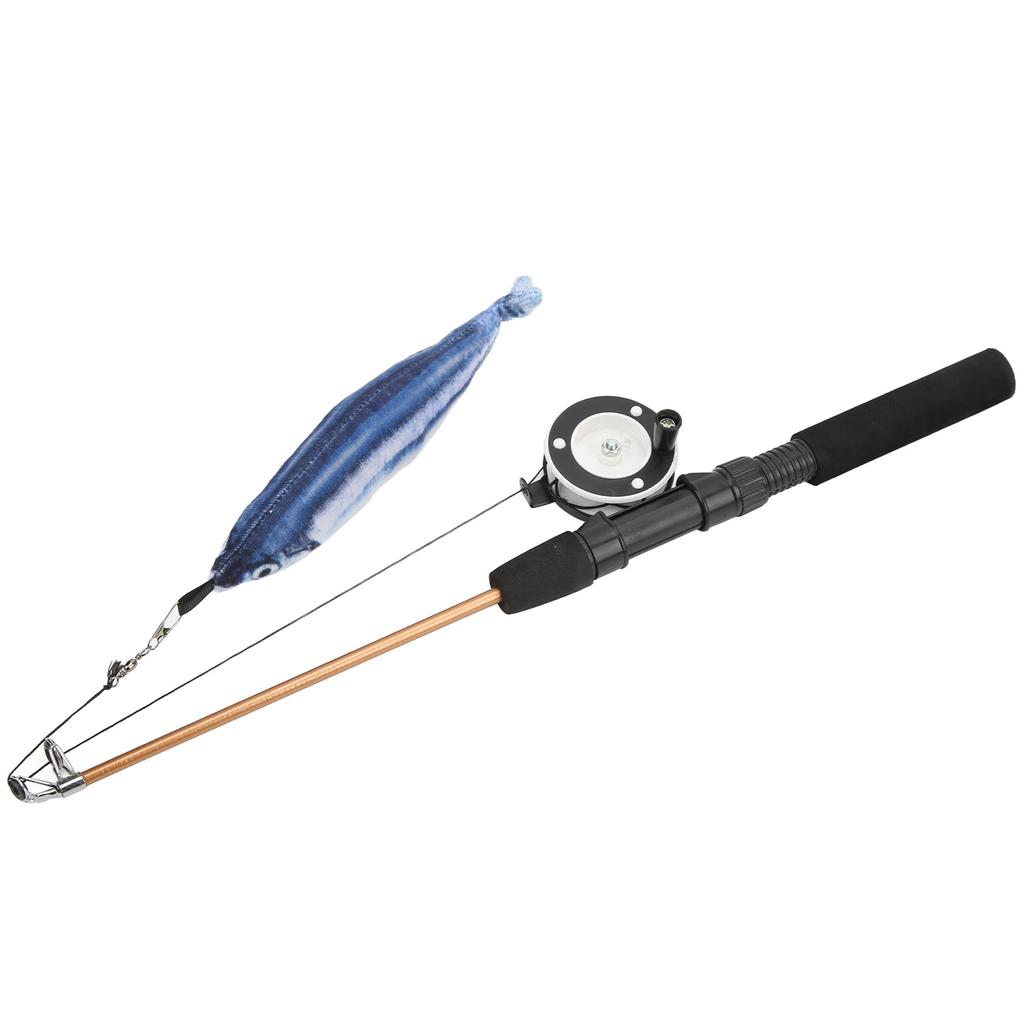 Funny Cat Stick Realistic Flexible Interactive Pulley Telescopic Fishing Rod Cat Toy for Cats(Saury