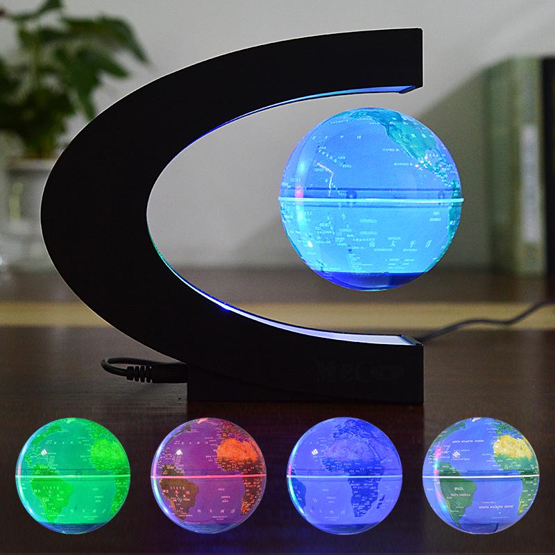 Russian-Style Rotating Magnetic Levitation Earth Lamp - Tech-Inspired Office Decoration