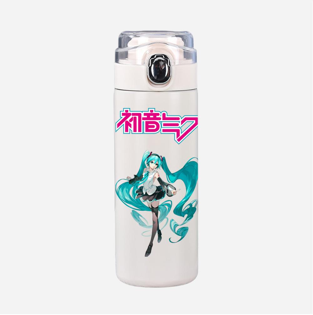 Tazza Termica Stampata Anime Hatsune Miku Portatile Acciaio Inossidabile 400ml Borraccia Anti-perdita Tazza da Campeggio Regalo