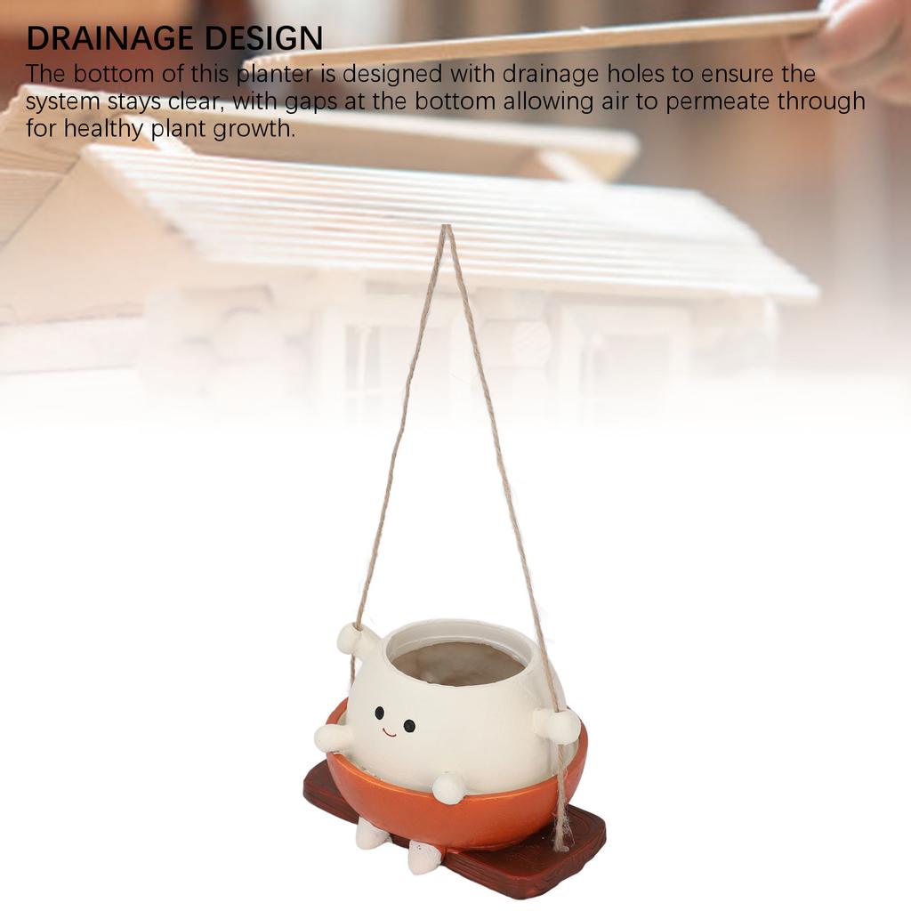 Swing Face Planter Pot Hanging Resin Garden Decor Cute Cartoon Swinging Flower Head Planters for Indoor Outdoor Plants