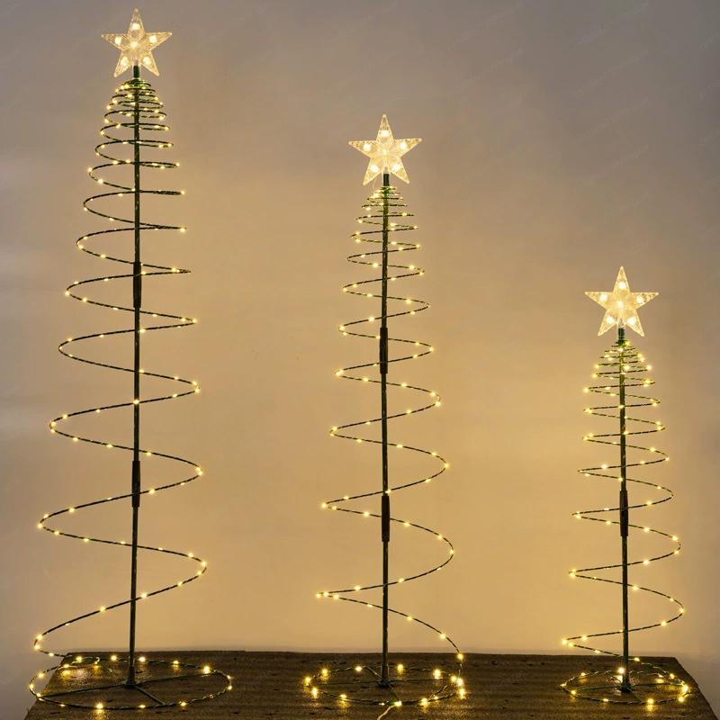 Christmas tree solar copper wire led star outdoor waterproof wrought iron villa courtyard decoration lawn
