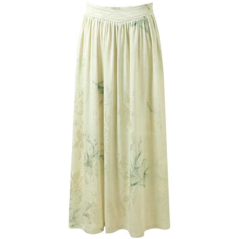 New Chinese Style Jacquard A-line Maxi Skirt M