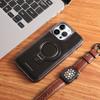 Magnetic Leather Phone Case With Kickstand IPhone 18 Pro Max 17 16 14 Anti-Shock PU Cover Electroplated Business Style