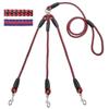 Guinzaglio da passeggio per cani da compagnia a tripla coppia regolabile in nylon a 3 vie senza groviglio con impugnatura morbida imbottita Guinzaglio a 3 teste staccabile