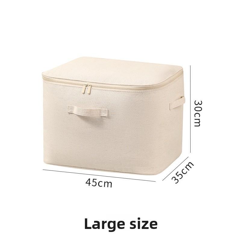 Cotton Linen Storage Bag With Zipper For Bedroom Closet Organization