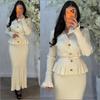 2026 Autumn Women's V-Neck Knit Sweater and Long Bodycon Skirt Set