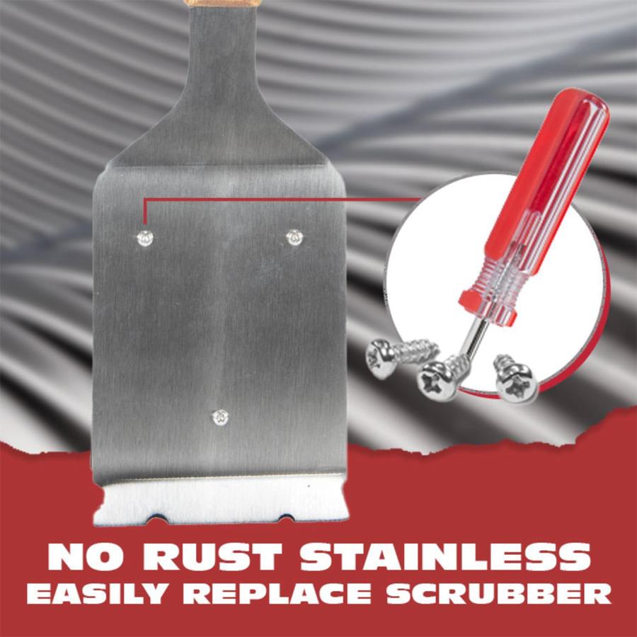Perie BBQ Grill Oțel Inoxidabil 304 – Perie Grill pentru Grătar Exterior cu Mâner din Lemn Extins și Mare Perie de Curățare