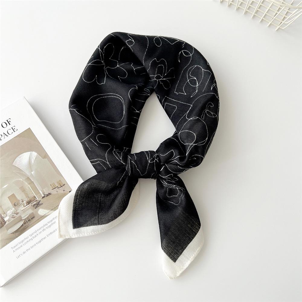Versatile Women's Silk Cotton Linen Scarf: Fashionable Square Neck Accessory for Spring to Autumn