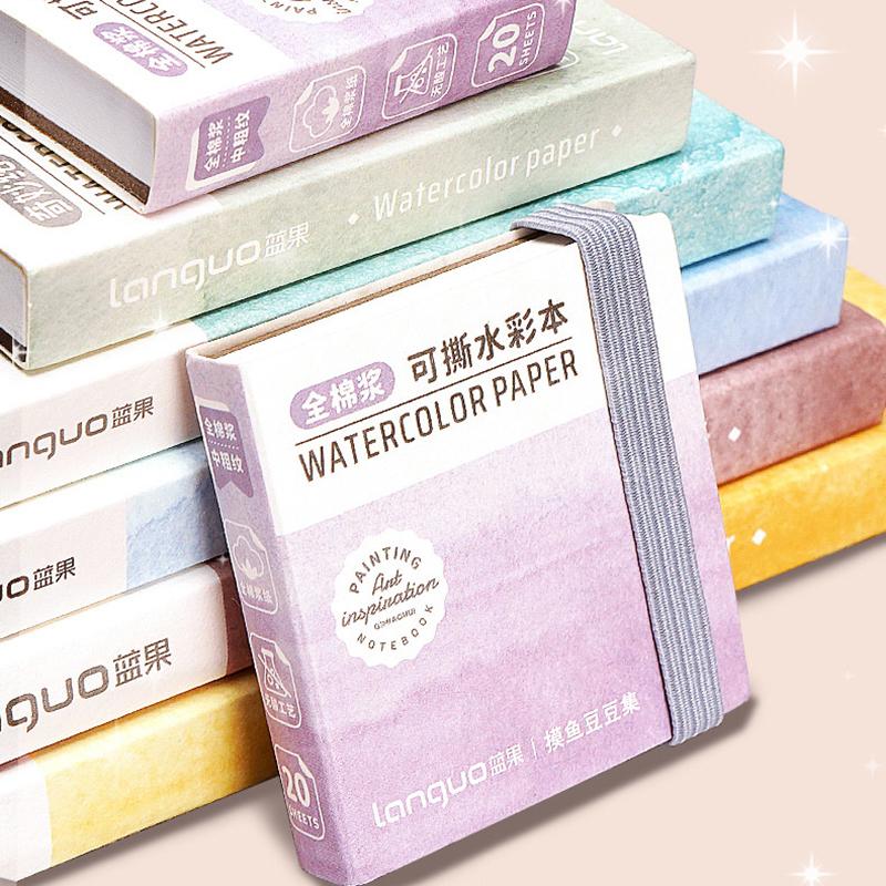 Firkantet Tegnepapirbok i Bomull 300Gsm For Kunstner Akvarell Tegne Notatbøker Mini 20 Ark Skissebok Student Skolemateriell