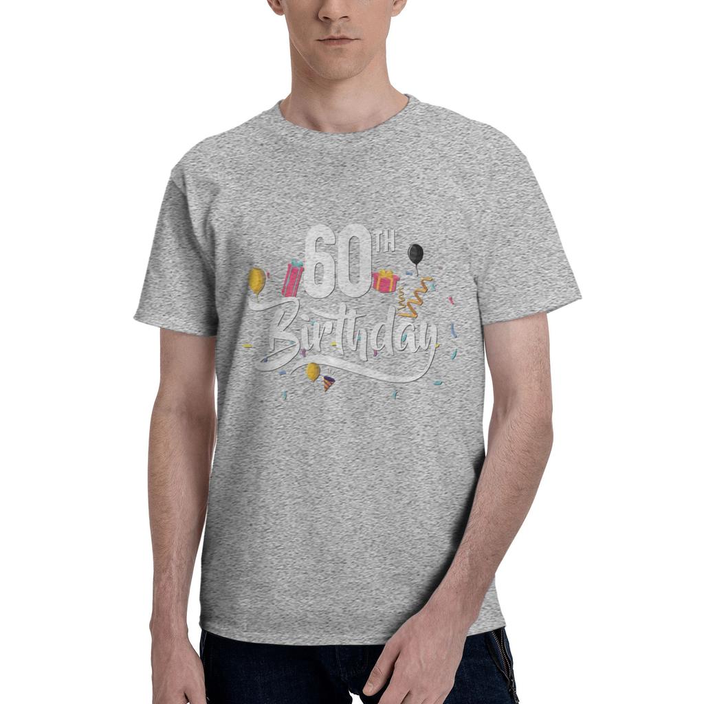 60th birthday Men T Shirt 60 Birthday Vintage Tees Short Sleeve Round Collar Cotton Party Clothing TShirt