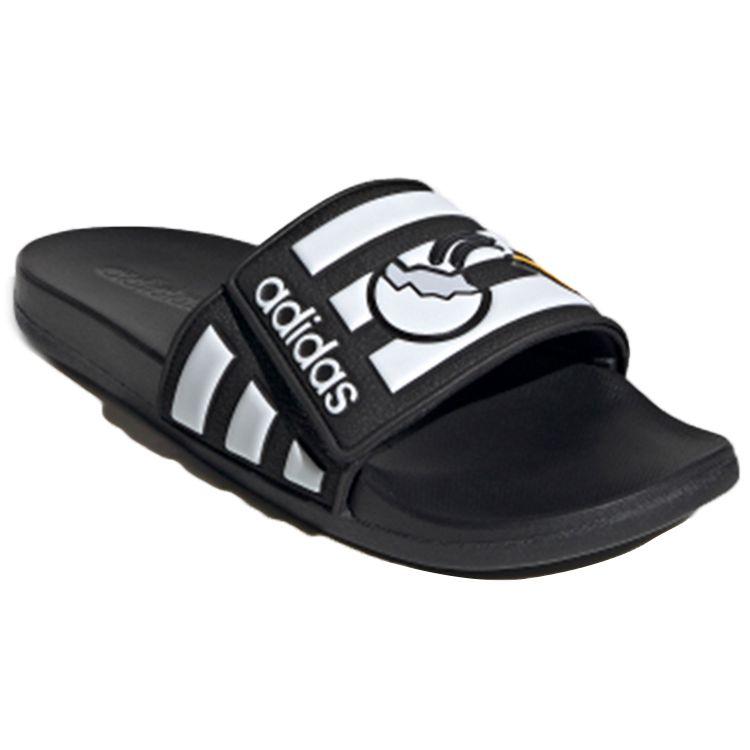 Adidas Neo Kreslený Vzor Písmen Suchý zip Protiskluzové Nazouvací Sandály Unisex Obuv Černá Bílá FY3037