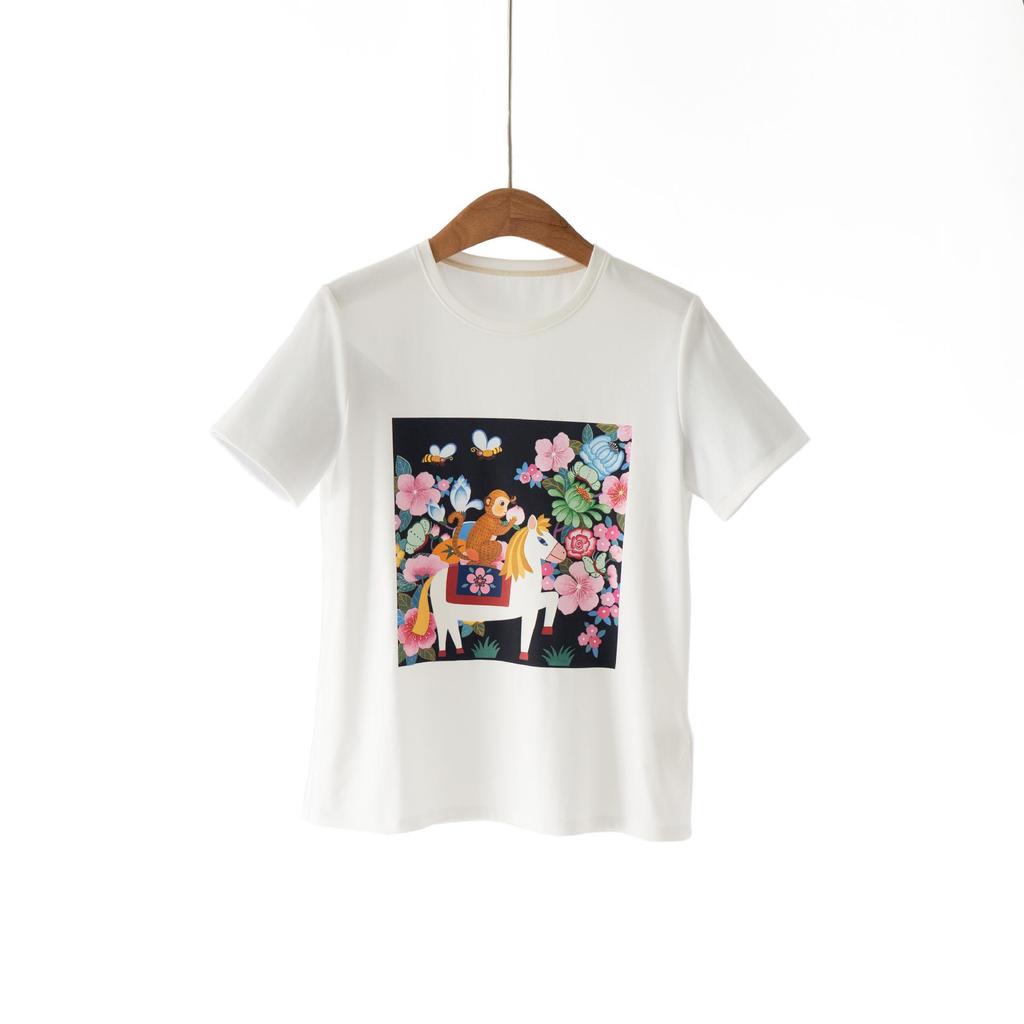 New Year Series: Versatile Women's Short-Sleeve T-Shirt, Early Spring Style, Soft 80-Count Cotton Knit