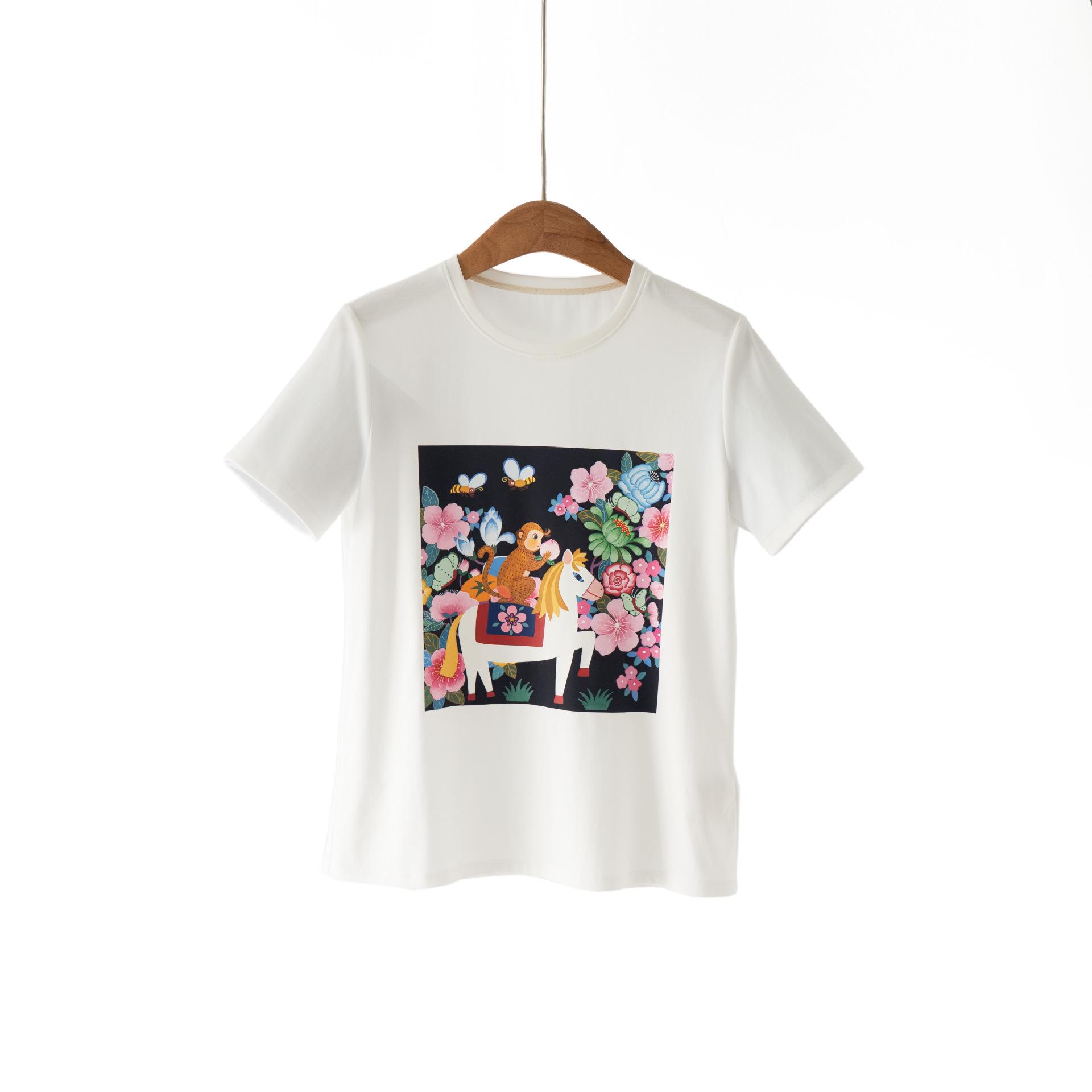 

New Year Series: Versatile Women s Short-Sleeve T-Shirt, Early Spring Style, Soft 80-Count Cotton Knit Large грязно-белый