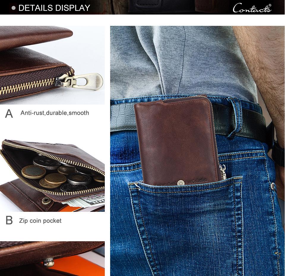 Black Angel RFID Anti-Theft Men's Wallet - Genuine Cowhide, European & American Trend, Zipper Coin Purse.