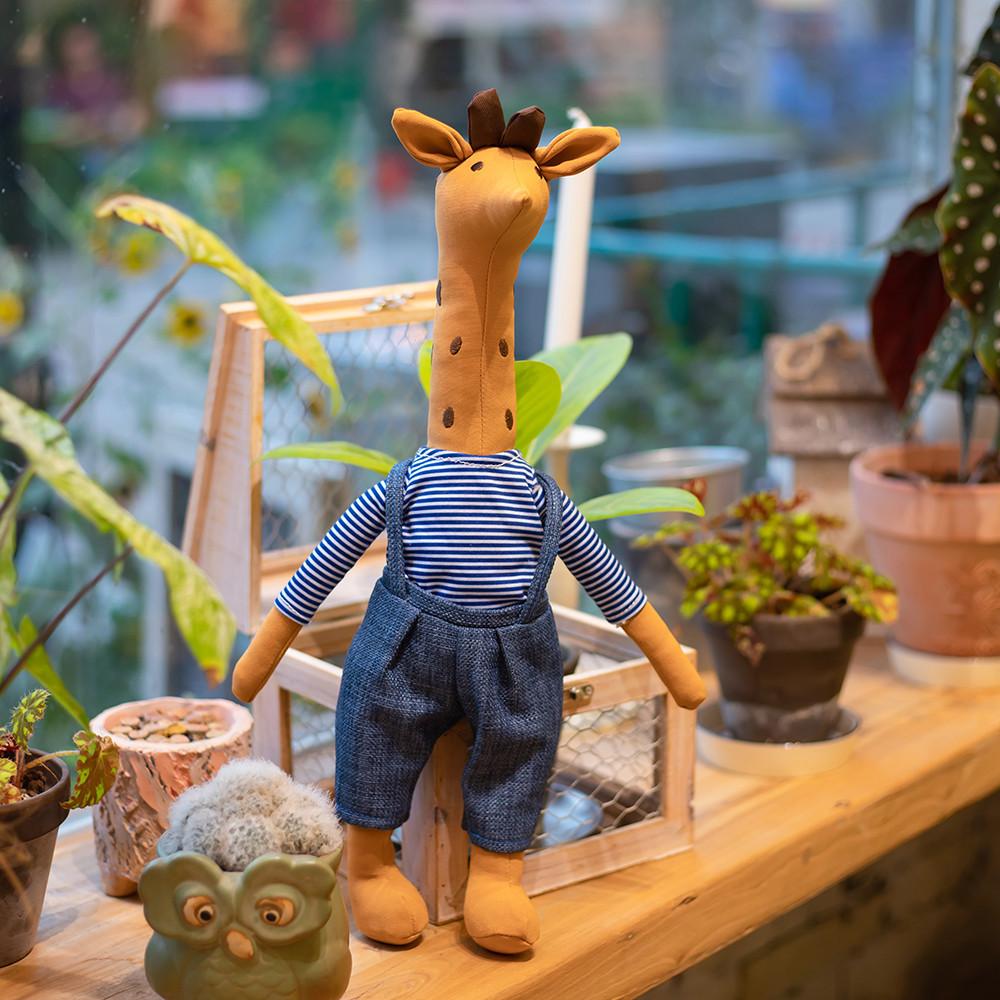 Giraffe Suspender Trousers Plush Toy Stuffed Animal Doll Decoration 40cm Gift