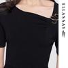 ELLASSAY Women's Off-Shoulder Asymmetric Deconstructed Mid-Length Dress