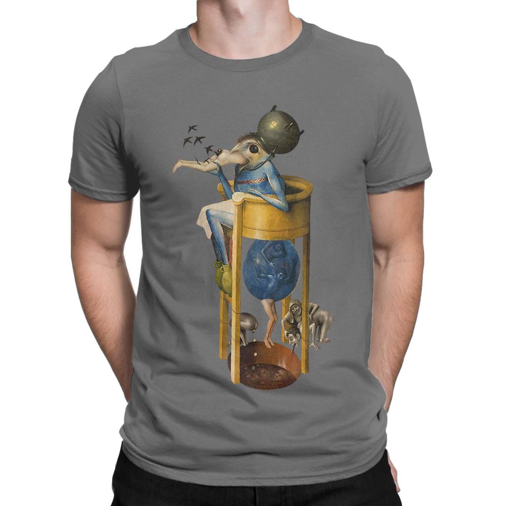 Men's Hieronymus-Bosch The Garden of Earthly Delights Devil T Shirts 100% Cotton Clothes Hipster Short Sleeve Tee Shirt T-Shirt